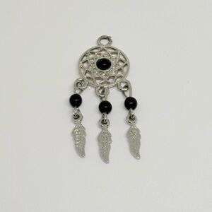 Silver Dreamcatcher Pendant with Black Accents